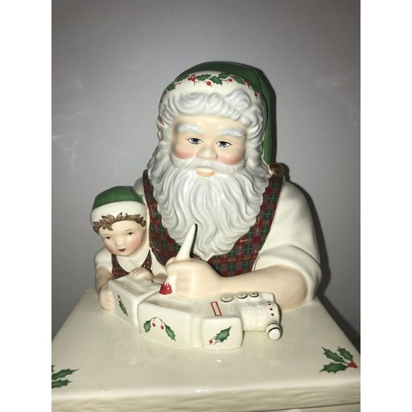 Lenox Ceramic Cookie Jar Santas Holiday Toy Shop Santas Workbench Christmas - Picture 2 of 9